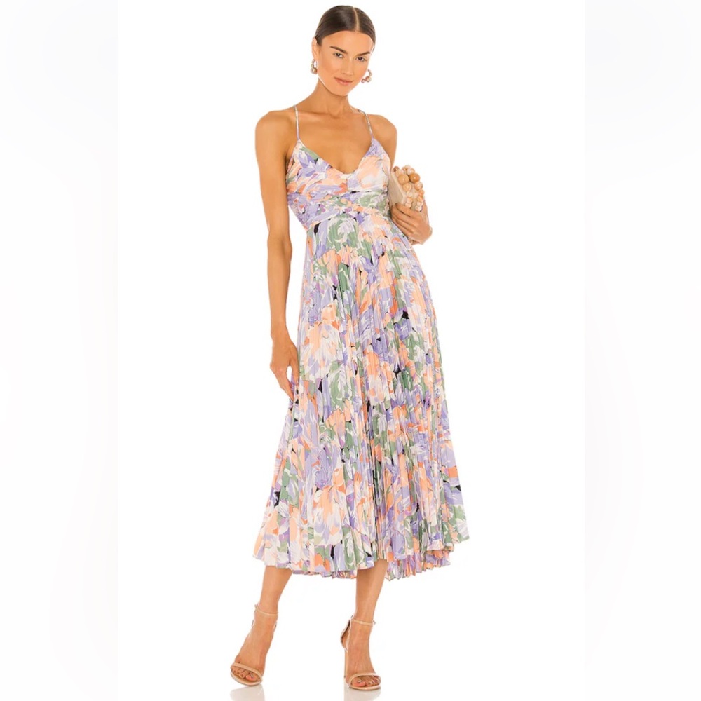 BLYTHE FLORAL PLISSE MIDI DRESS - open to offers